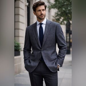 Hugo Boss Tailored Suit Coat Blazer Silk Wool Linen Cashmere Loro Piana plaid